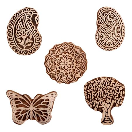 Set of 5 Piece New Mix Wooden Printing Block